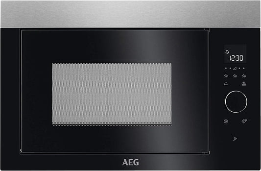 AEG modèle MBE2657SEM, largeur 60 cm, Micro-onde encastrable, Commande tactile, Écran avec horloge