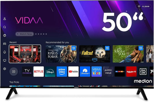 QLED Ultra HD HD 125 850601 MEDION TV, largeur 125,7cm, Dolby Vision HDR, Prime Video, DAZN, Dolby Atmos, PVR, MD, 4K