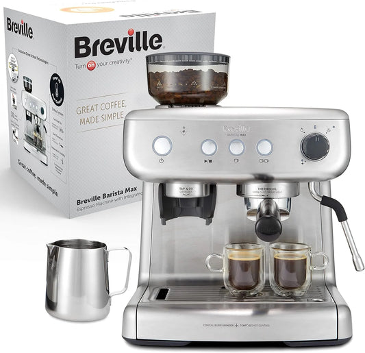 Machine à café VCF126X Breville Barista Max, buse à vapeur pour faire mousser le lait & pompe italienne de 15 bars, machine à expresso