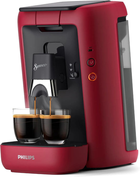 Philips machine à café CSA260/90, réservoir d'eau de 1,2 l, avec épaississement du café et fonction mémo, produit vert, coloris rouge, coloris rouge