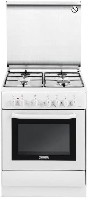 Delonghi cuisinière à gaz DEW 664, Autonome A finition blanche four et cuisinière, acier émaillé, Fours et cuisinières, Rotatif, Devant