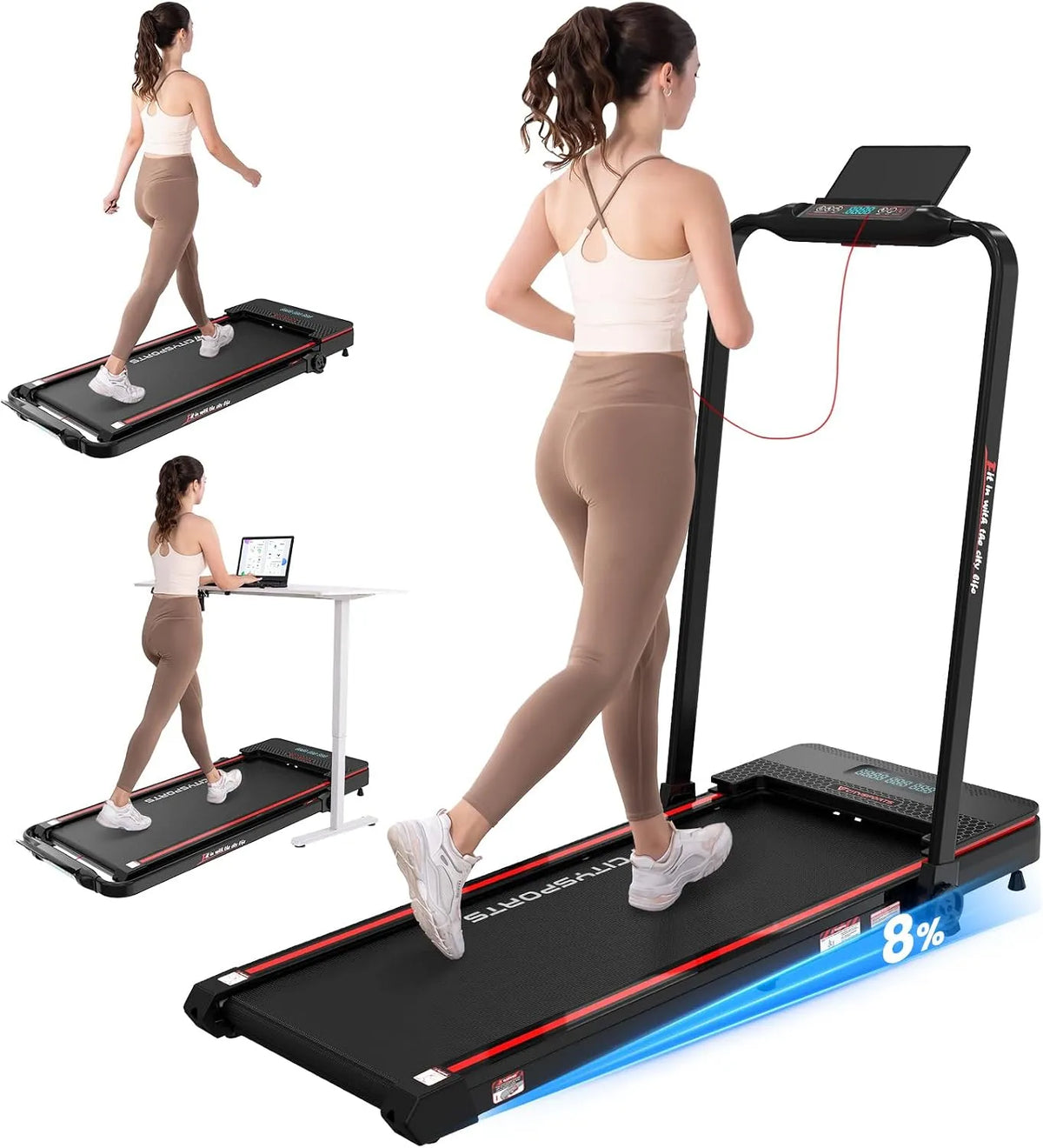 De Course CITYSPORTS Tapis, Tapis de Marche Électrique Pliable, Une Utilisation à Domicile ou au Bureau, Peu encombrant
