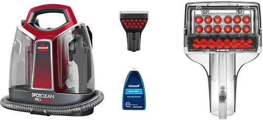 ProHeat Nettoyeur des Taches portatif 2367 BISSELL SpotClean, capacité 2.5 litres, Titane et Rouge + Outil Longue Porté