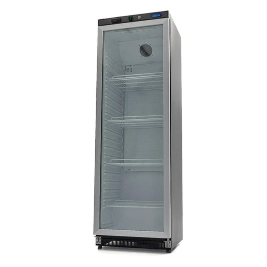 Réfrigérateur Maxima, capacité 400 L, avec Porte Vitrée, finition noire
