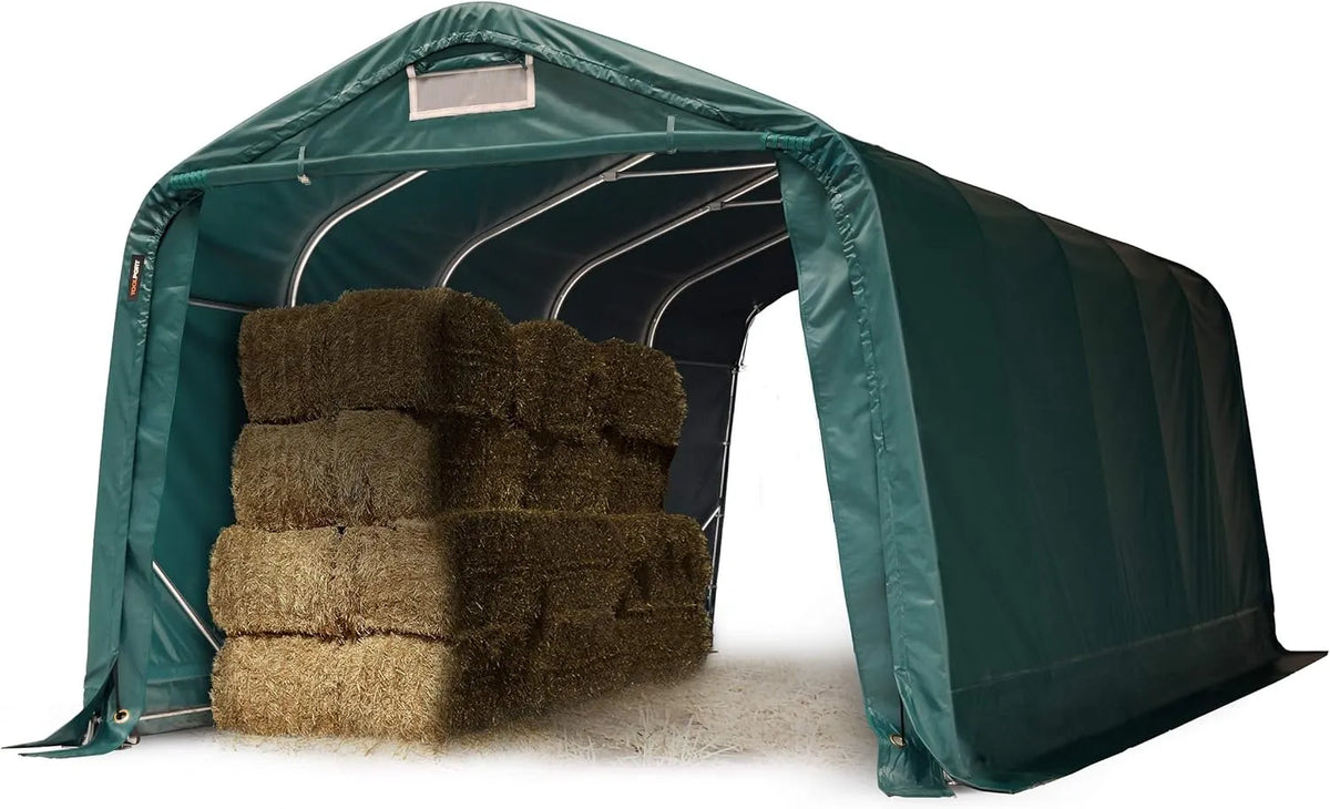 800N TOOLPORT Abri, Tunnel Robuste 3,3x6 m résistant aux intempéries Bâche PVC Abri Tente de Stockage Vert