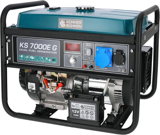 Groupe électrogène 7000E, tension 230V moteur EURO-V, generateur de courant puissance maximale 5500 W, enroulement 100% cuivre., gaz-essence KS G