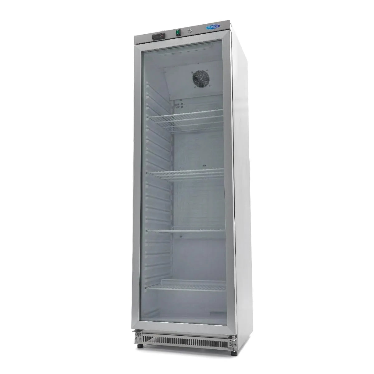 Réfrigérateur Maxima, capacité 400 L, En acier inoxydable, Avec façade vitré
