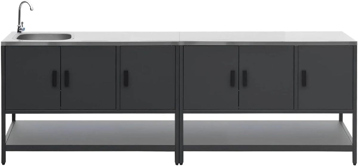 Sweeek, Cuisine extérieure 2 modules en Acier Inoxydable finition noire
