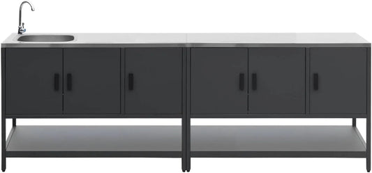 Sweeek, Cuisine extérieure 2 modules en Acier Inoxydable finition noire