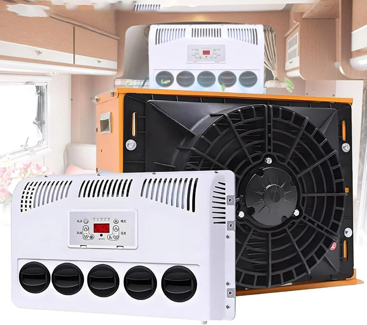 Climatiseur, système de refroidissement électrique 11 000 BTU, de type fendu pour cabine de camion et camping-car