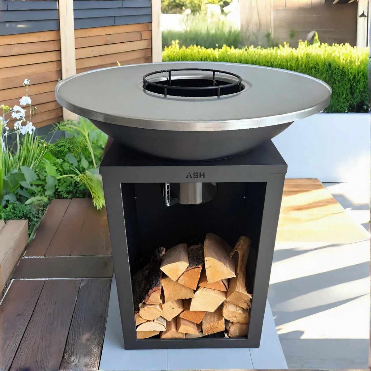 Barbecue, Anneau de Ø 81 cm, Plancha, BBQ, Brasero, Plaque de cuisson, Outdoor, ASH Solaris, XL
