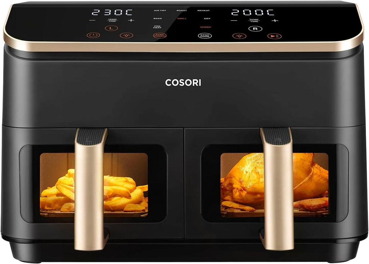 Lave-vaisselle, 8-en-1 Airfryer Friteuse Sans Huile, COSORI Air Fryer 2 Compartiments 8.5L, 55% Plus Rapide, 85% de Carburant En Moins, 8 Portions