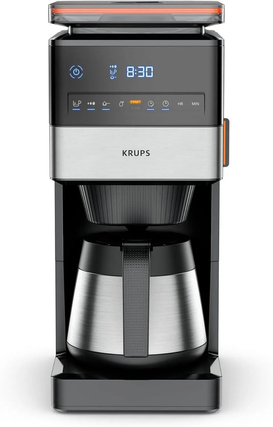 Krups machine à café KT842810, capacité 1,25 l, Grind Aroma XL filtre, broyeur conique amovible, panneau de commande numérique, capacité XL