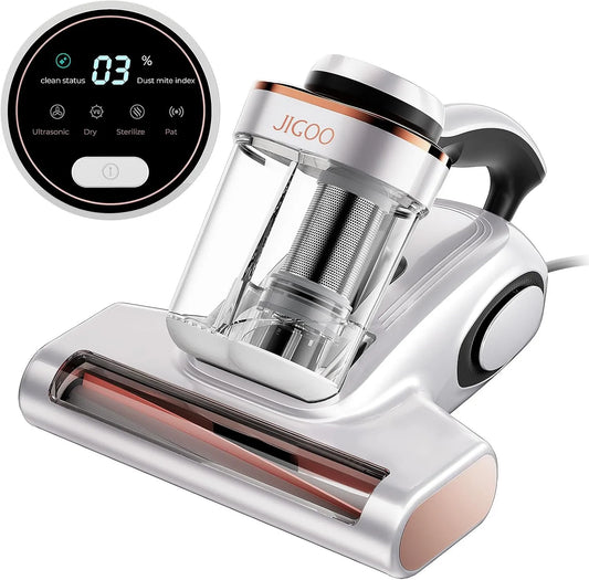 Aspirateur J300 JIGOO, puissance 500W pour Lit et Canapé, Matelas: Anti-Acariens et Poils d'animaux, Capteur Intelligent et Lampe UV