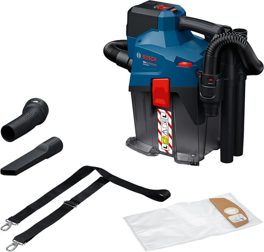 Bosch aspirateur GAS18V-6LS, avec flexible, suceur droit, adaptateur PT, sac non-tissé, PRO 18V System sans-fil, tuyau coudé, suceur pour sols, tubes