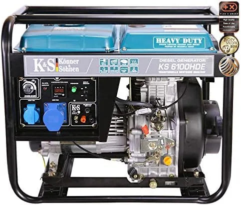 Groupe électrogène 6100HDE 1x16A 1x32A Könner & Söhnen., puissance max 5500W, préchauffage avant démarrage. K&S générateur électrique., tension 230V
