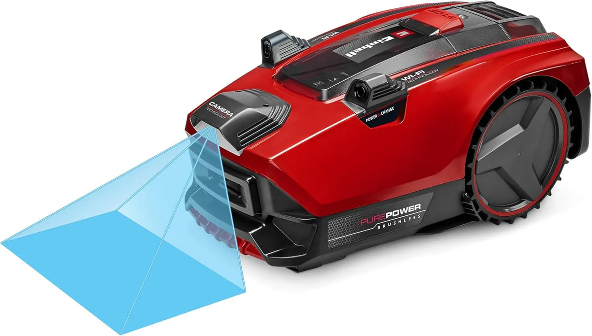 Einhell tondeuse, Robot FREELEXO CAM Plus 600 Power X-Change, avec Batterie 4,0 Ah Plus, tension 18 V, pour 600 m², Moteur sans Charbon, Wi-FI, pentes