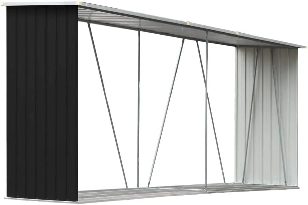De Stockage de Bois Tidyard Abri, Abri à Bûches 330x84x152cm Anthracite en Acier galvanisé Anthracite