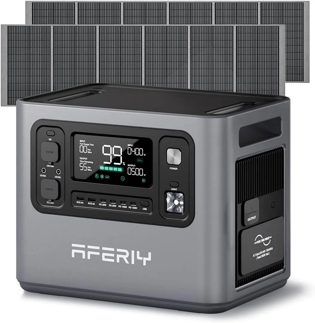 Station Electrique Portable 2800W P280 24kWh 2x400W AFERIY, Generateur Solaire pour Usage Domestique, Panne de Courant, Camping-car