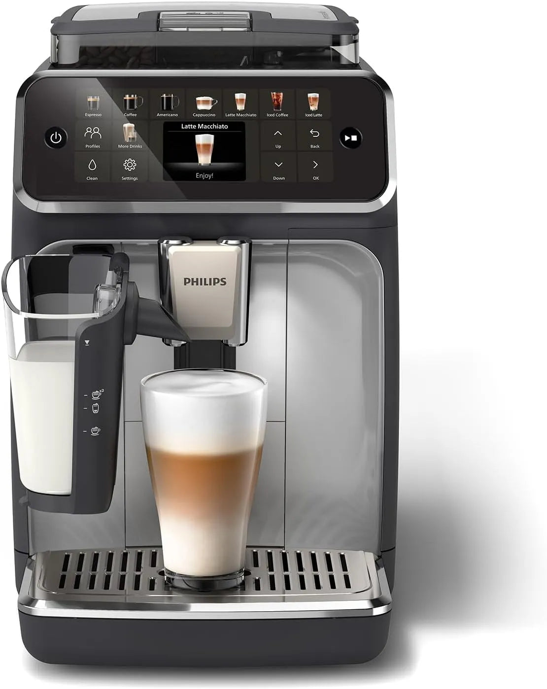 Philips machine à café 5500 EP5546/70, 20 Boissons Chaudes et Glacées, SilentBrew, à grain finition noire, Expresso broyeur Série, QuickStart