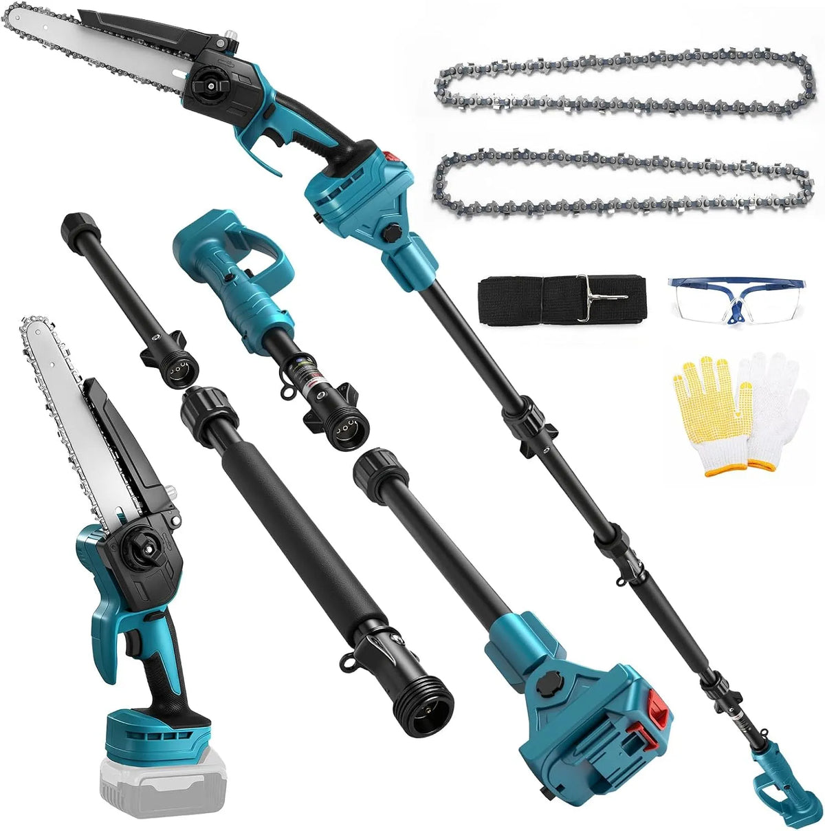 Makita tronçonneuse, 2-en-1 Mini 8 Pouces avec Perche Télescopique Compatible avec Batterie, Sans Batterie