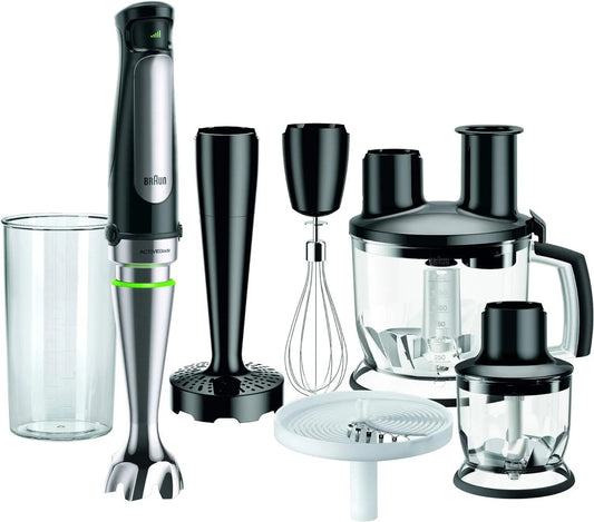 Braun mixeur MQ7087X, Blender 1,5L, puissance 1000W, Plongeant, Système ActiveBlade pour Aliments Durs, Fouet, MultiQuick 7, Verre Doseur 600mL
