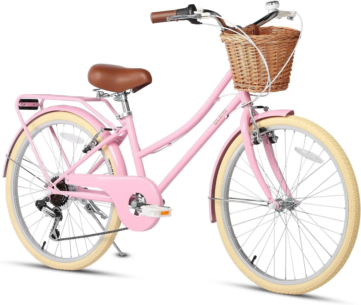 Vélo, Glerc Missy 20' 24' 26' Pouces Fille Cruiser Shimano 6 niveaux de vitesse Hybrid de Ville pour Les Jeunes de Plus de 6 Ans