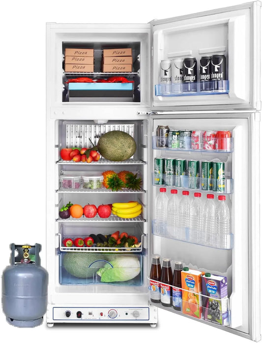 Congélateur Gaz/220V, Smad Frigo Gaz 265L, 206+59, Frigo Gaz, Réfrigérateur Camping Gaz, Mobile-home, tension 220V avec, Silencieux pour Gîte, Garage