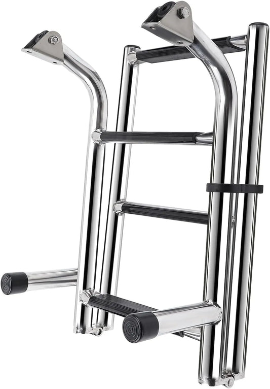 Bateau à 4 Marches Échelle de, Pont de Natation Echelle Piscine Hors Sol INOX Pliable pour Bateau, Yacht