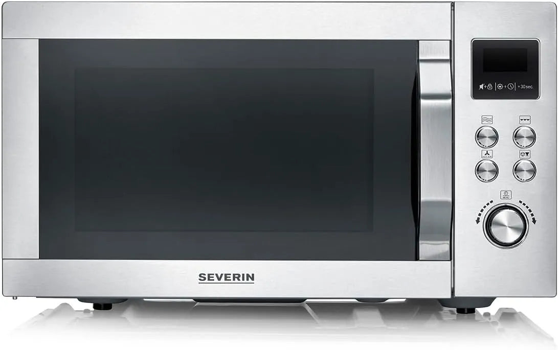 Severin four à micro-ondes MW 7982, Four micro-onde avec fonction gril et friteuse à air chaud, 10 programmes automatiques, Inox, capacité 25 L