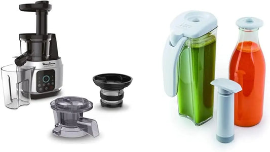 Moulinex extracteur de jus, puissance 150 W, Juice & Clean de fruits et de légumes, 42 à 83 tours, Jus vitaminés, Pressoir, Jus de fruits frais