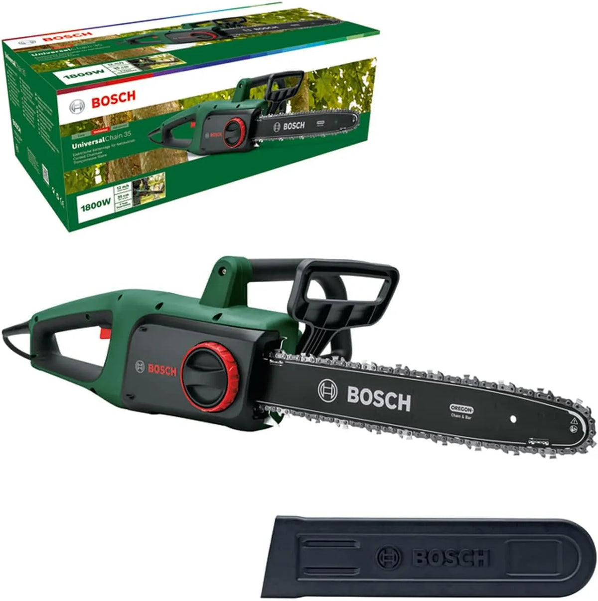 Bosch tronçonneuse, UniversalChain 35, 1 800 W, légère: 4,2 kg, vitesse de chaîne: 12 m, dans carton