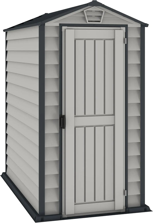 Abri de jardin, solution de stockage extérieur ignifuge et tout temps, Duramax EverMore 4 x 6, 1.99 m², en plastique, Adobe & Grey