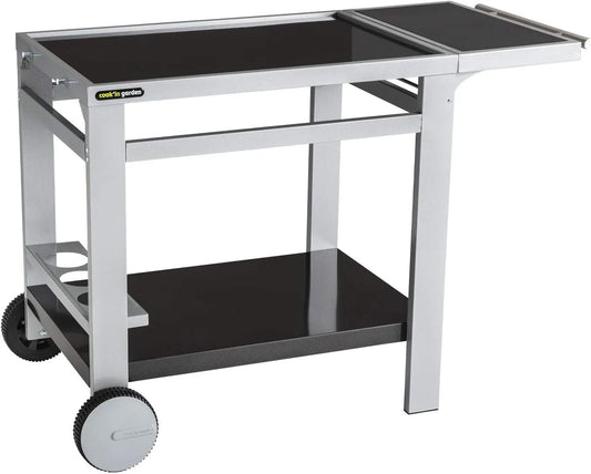 Barbecue, Meuble Extérieur Idéal Jardin ou Terrasse, Desserte Media L, finition noire, Chariot avec Plan de Travail Mobile et Roues Renforcées