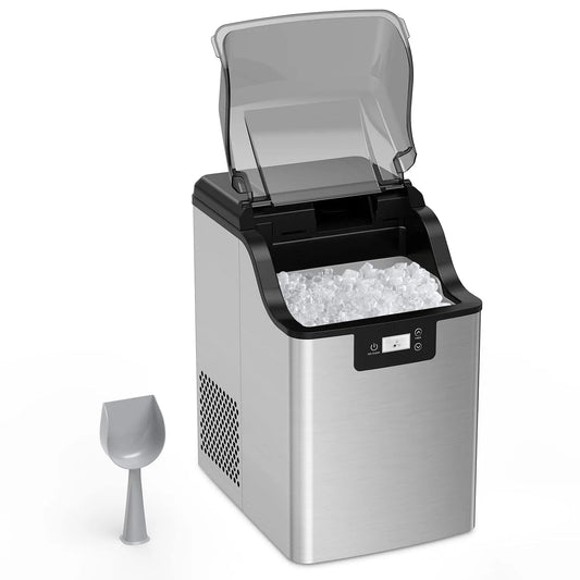 Machine à glaçons kg/24, poids 20 kg, 24 h, en forme de pépite, autonettoyante et fonction minuterie, en acier inoxydable