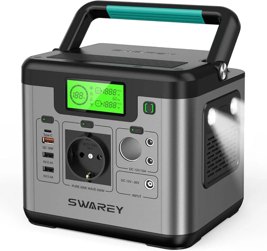 Générateur électrique, Electrique Portable 518Wh Batterie Externe 220V Super Silencieux Sortir AC, QC 3.0, USB, Type-C