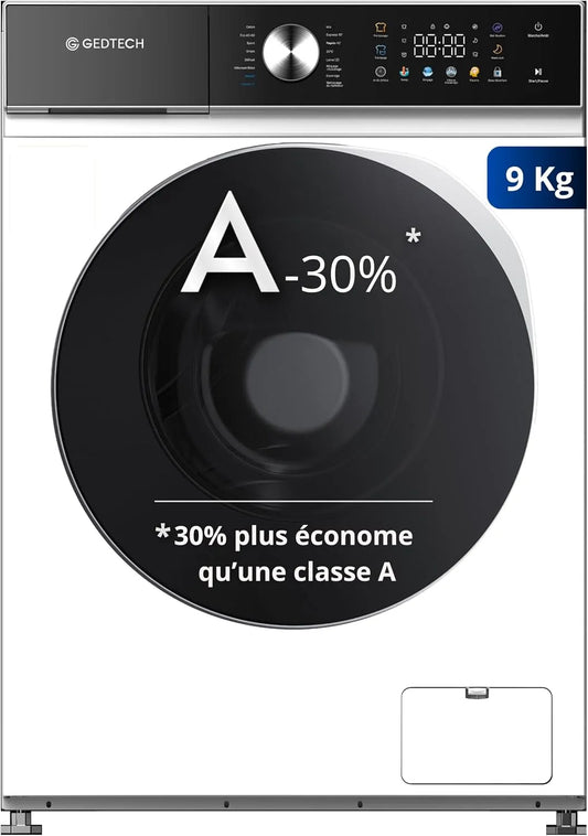 Lave-linge GLLPS91400WH GEDTECH, poids 9 Kg, 16 programmes, 1400 tr, frontal, mn, Eco, Intensif, Rapide