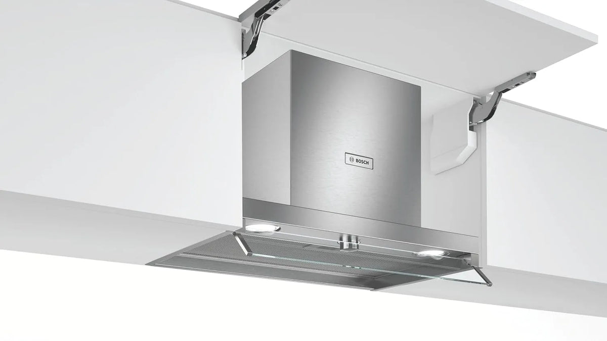 Bosch Hotte intégré Série 4, 3 niveaux de vitesse d'aspiration DBB66AF50, largeur 60cm, Inox