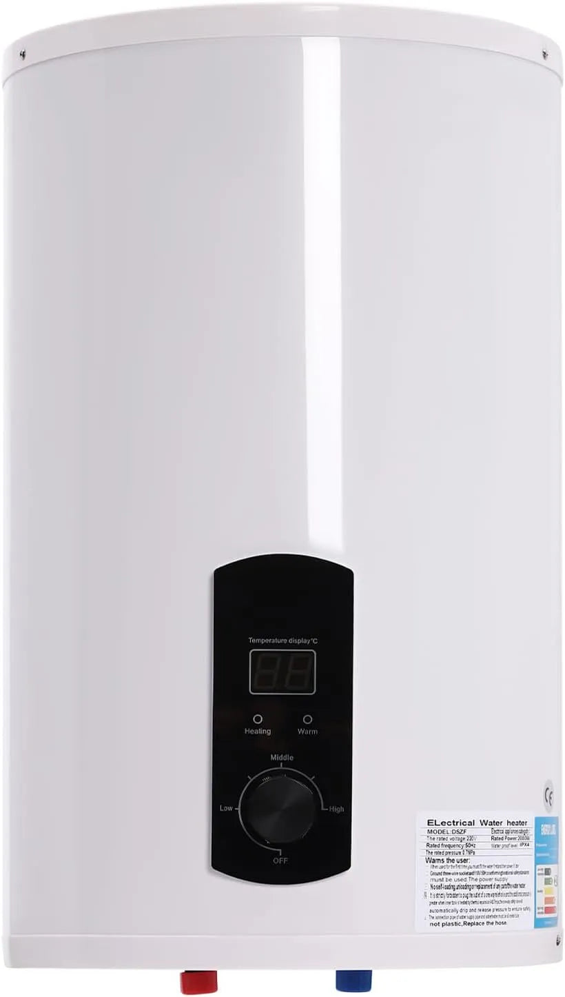 Chauffe-eau électrique, capacité 60L, Convient, Cuisine, finition blanche, Écran Led Réservoir D'eau Chaude Suspendu Avec Thermomètre Réglage, Etc.