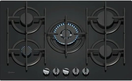 Neff plaque de cuisson N70 T27PIQ4S0, de cuisson à gaz de 75 cm avec 5 brûleurs, FlameSelect optimisé, brûleur wok 4,0 kW