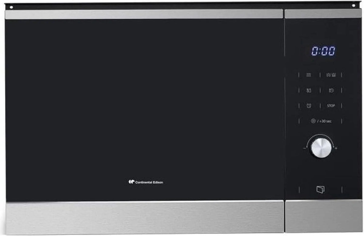 CEMO25GINE L59 H38 Micro ondes, grill encastrable CONTINENTAL EDISON finition noire Inox,5 x,8 x P40,1 cm 25L