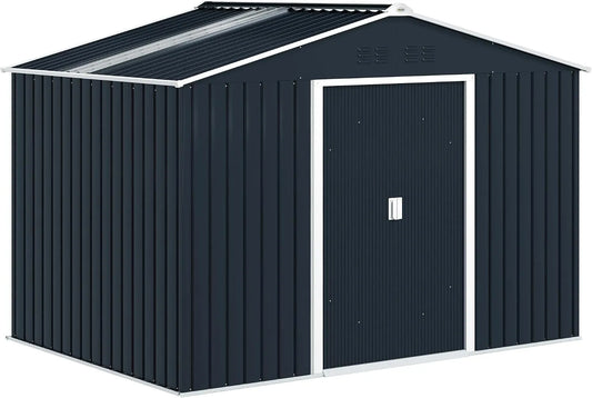 Abri de jardin Outsunny, en Acier galvanisé XXL 5,4 m² avec kit de Fondation 277x195x192cm, cabane de Jardin Toit en Fibre de Verre