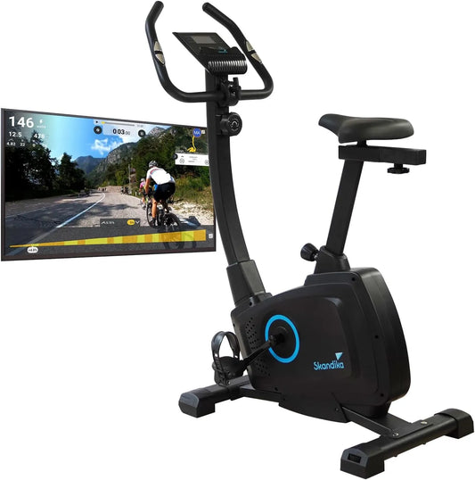 Vélo P6-H Skandika, Cykling, frein magnétique, hauteur réglable, de fitness, d'appartement connecté Bragi, pour la maison, compatible Kinomap