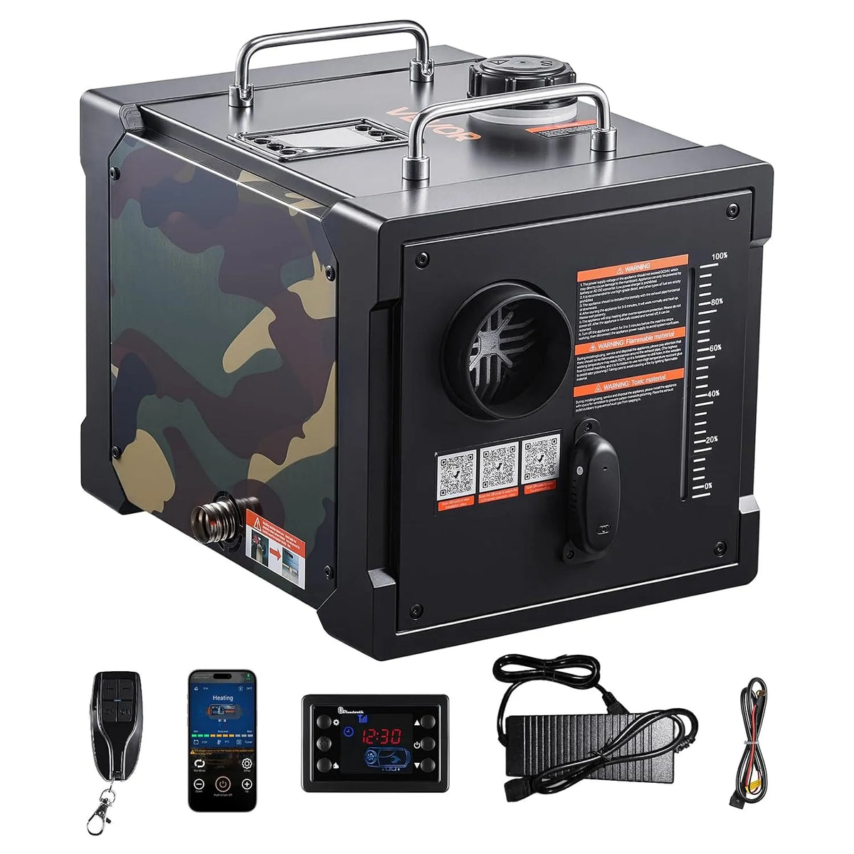 Vevor modèle V V V/24, Télécommande et Écran LCD, avec Contrôle par Application Bluetooth, Chauffage Diesel 8 kW DC 12 V, Réservoir 7 L