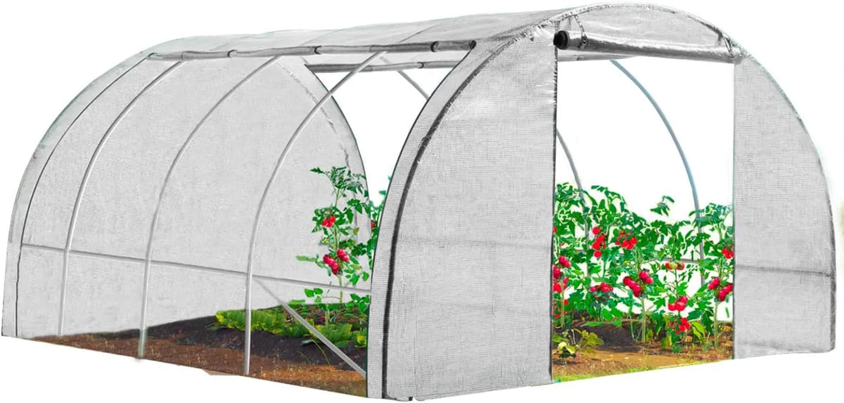 IDMarket, Serre Tunnel de Jardin 4 Saisons 12M² Blanche Gamme maraîchère Zebra 4x3M