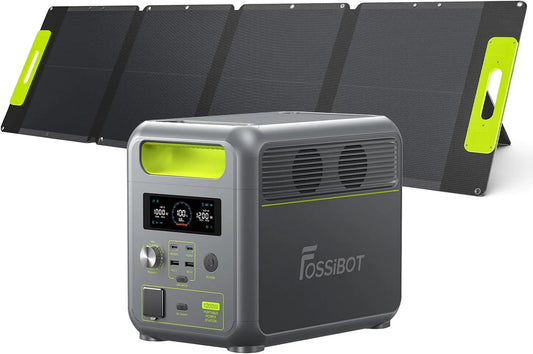 Station électrique portable F1200 LiFePO4 4000 FOSSiBOT, Portable 1200W avec Portable Panneau Solaire 110W, Générateur Solaire pour Camping, 7 Sorties