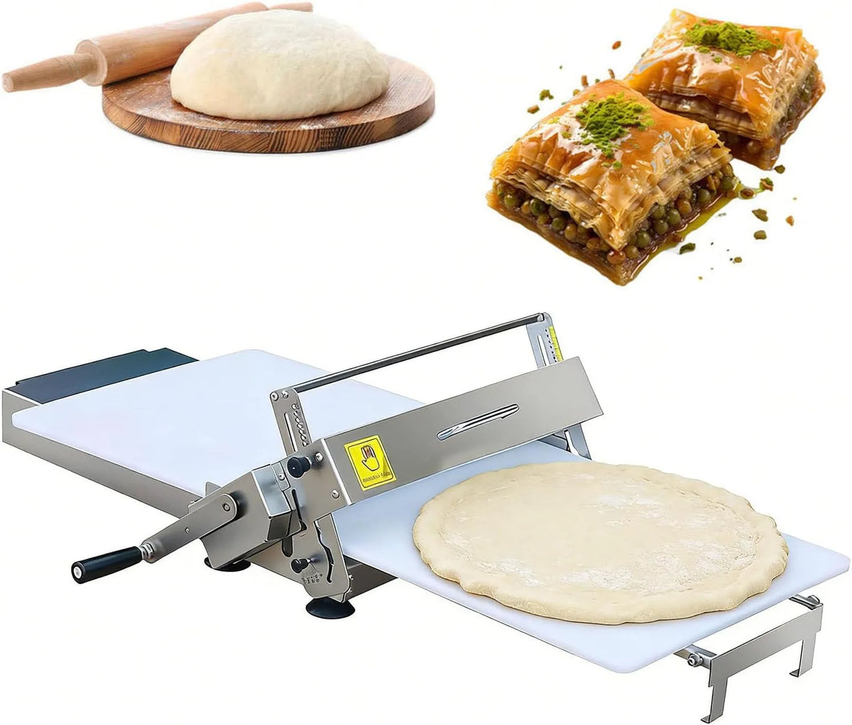 Machine à pâtes 0-25mm Laminoir à Pâtisserie, Idéal pour Cuisines Domestiques et Professionnelles M, en Acier Inoxydable avec 5 Réglages d'Épaisseur