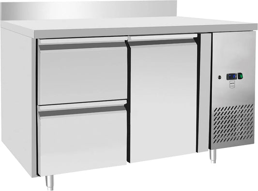 Table METRO Professional GCC21002D-BS, capacité 135 L, acier inoxydable, finition argentéeé, dimensions 136 x 70 x 85 cm, réfrigéré