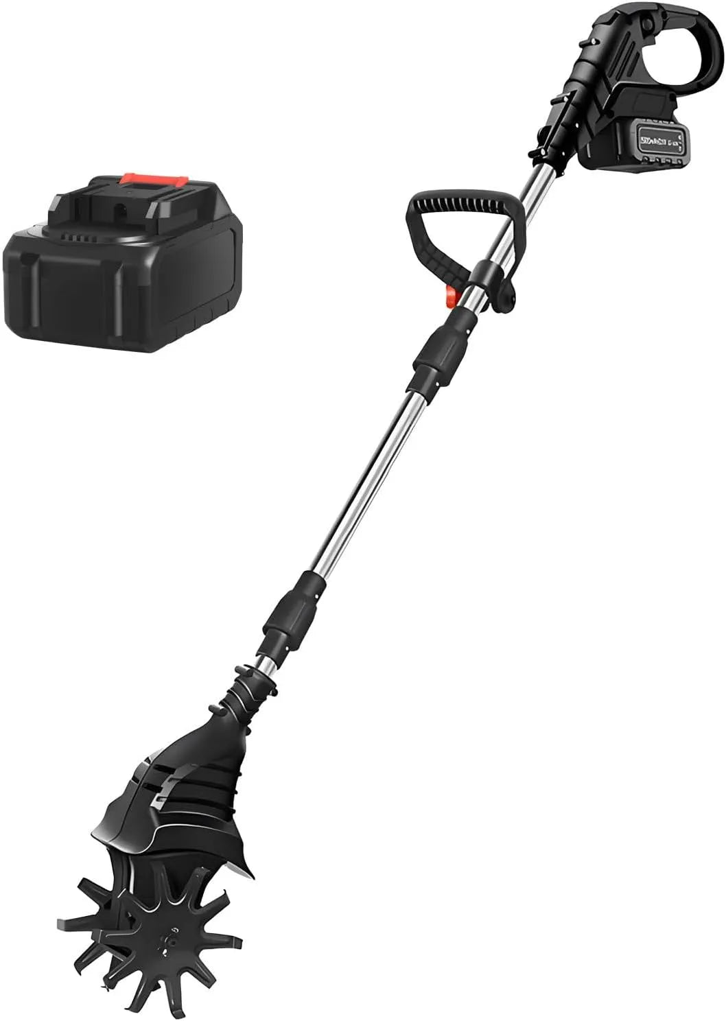 Motoculteur 4000 Black-DualBlades-1battery, éLectrique, Longueur RéGlable, Alimenté Par Une Batterie De Ma, Pour La Ferme, Le Parc, Le Jardin