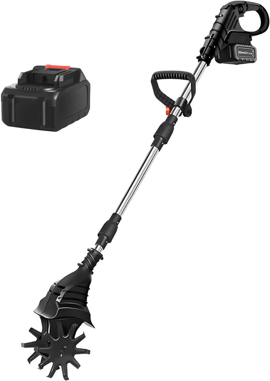 Motoculteur 4000 Black-DualBlades-1battery, éLectrique, Longueur RéGlable, Alimenté Par Une Batterie De Ma, Pour La Ferme, Le Parc, Le Jardin